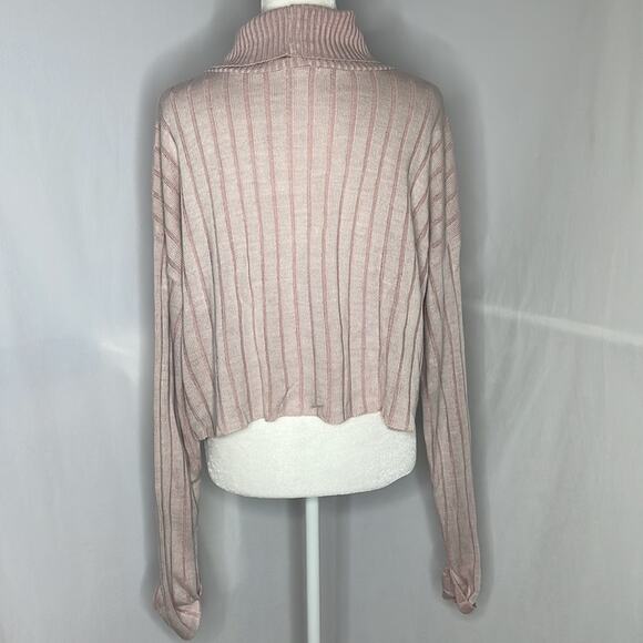 NWT abound ribbed turtleneck crop sweater in pink salmon - Picture 6 of 8